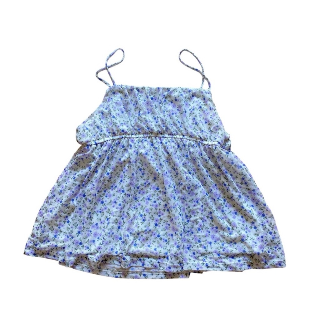 Floral Kids Tank Top - Blue and White XL
